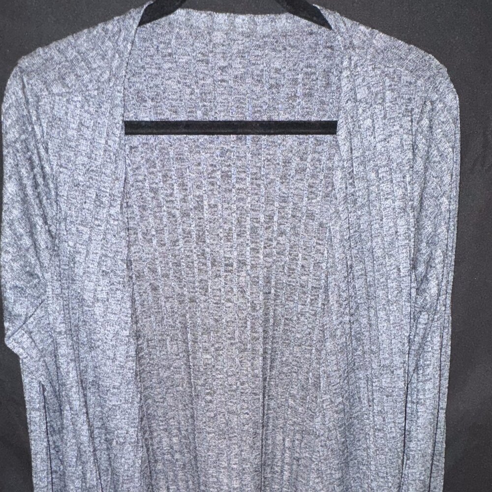 Charcoal Gray Ribbed Cardigan